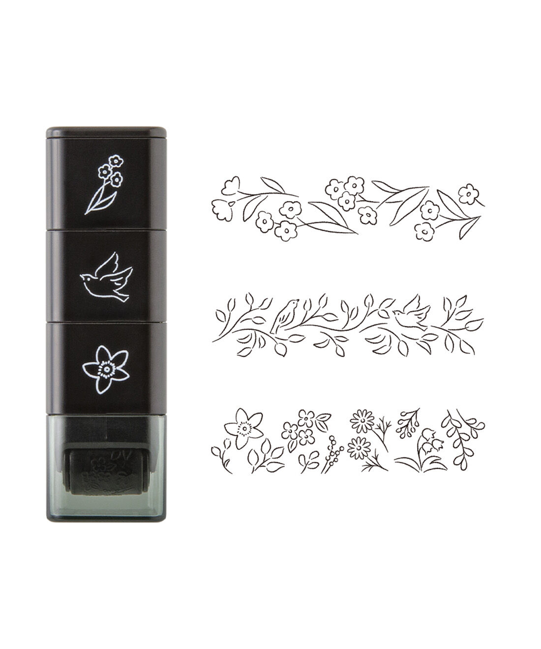 ミニツク|コロコロ転がせば一瞬でデコ　3種の絵柄を楽しめる　連結ローラースタンプ|植物柄
