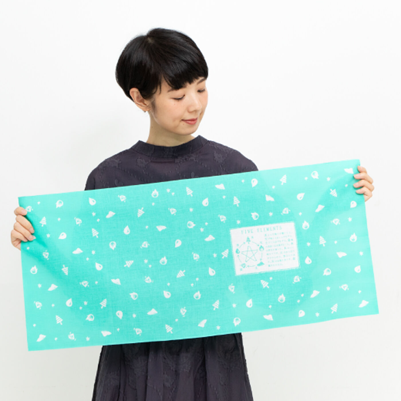 ミニツク|こっそり五行を確認できる 秘密の開運手ぬぐいの会|幅約34.5cm，長さ約80cm。
