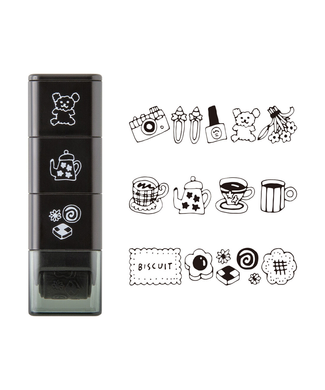 ミニツク|コロコロ転がせば一瞬でデコ　3種の絵柄を楽しめる　連結ローラースタンプ|モチーフ柄