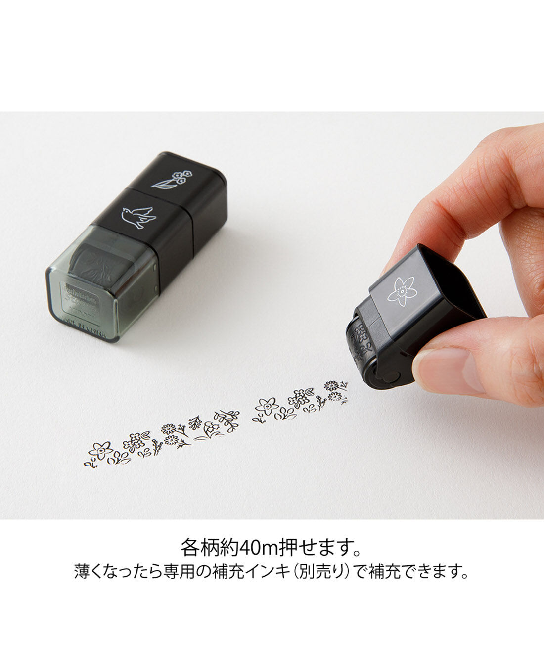 ミニツク|コロコロ転がせば一瞬でデコ　3種の絵柄を楽しめる　連結ローラースタンプ