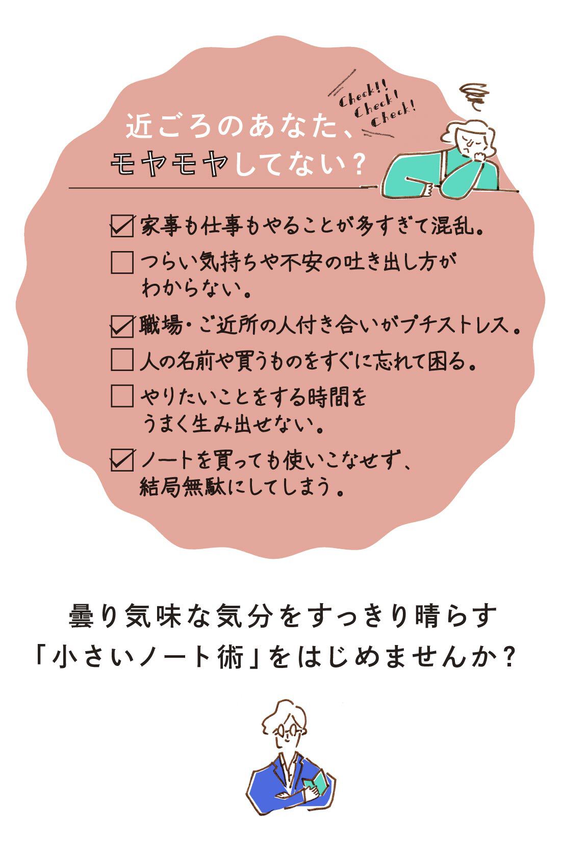 ミニツク|簡単フォーマットが続くコツ 大人のモヤモヤをデトックスできちゃう 小さいノートレッスンプログラム ［12回予約プログラム］