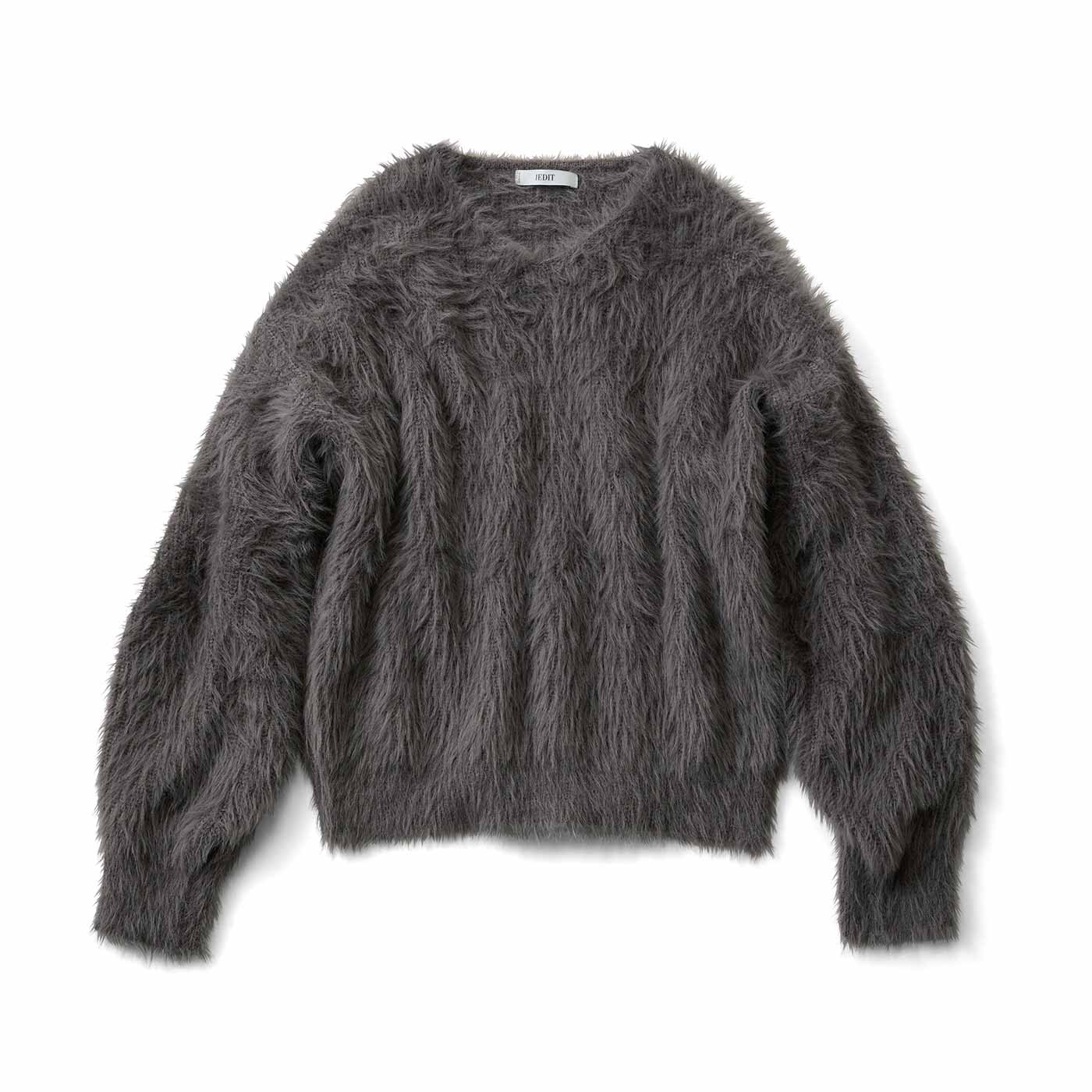 IEDIT［イディット］|あぜシャギーＶニット〈グレージュ〉ＩＥ