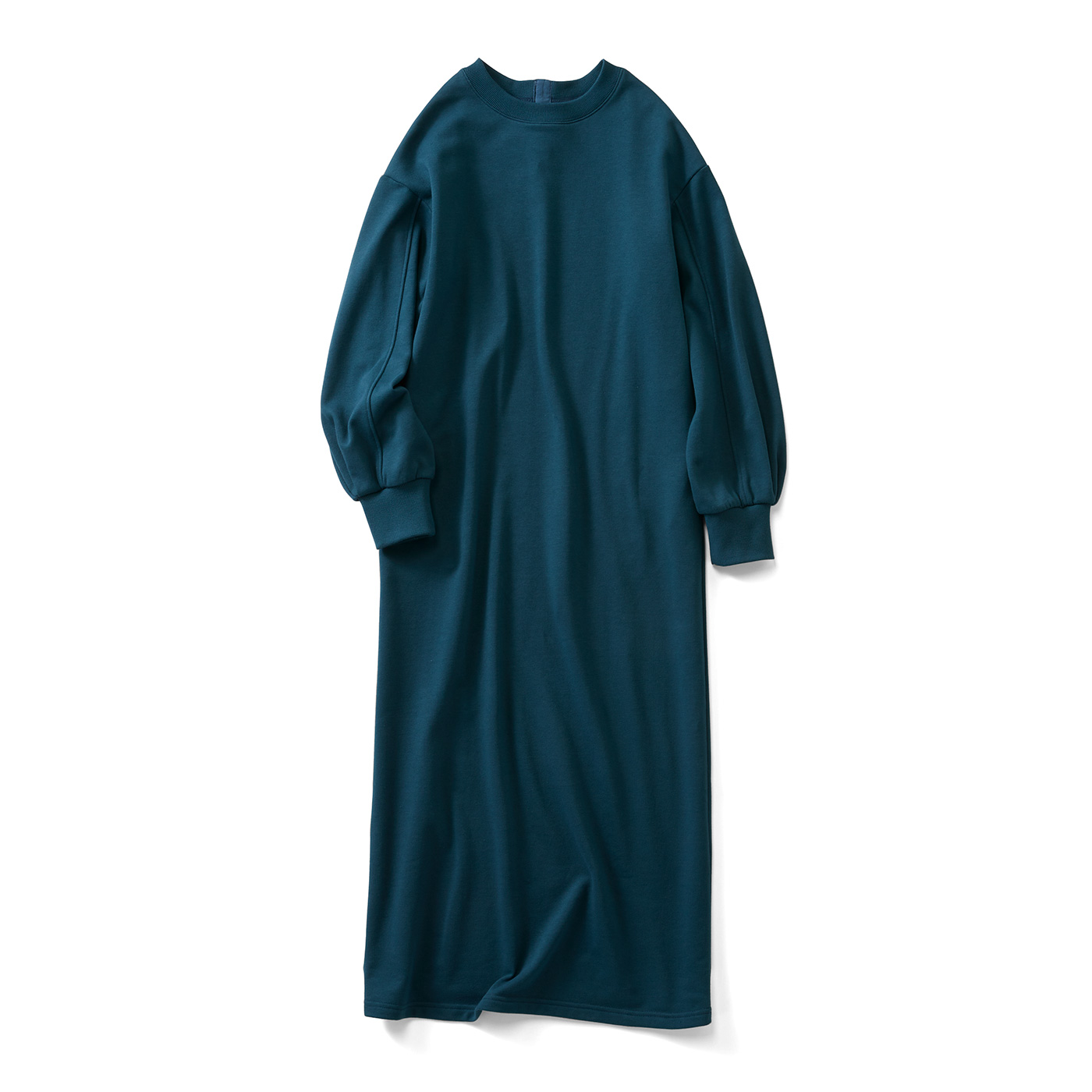 IEDIT|裏毛Ｉラインロングワンピ〈グリーン〉ＩＥ