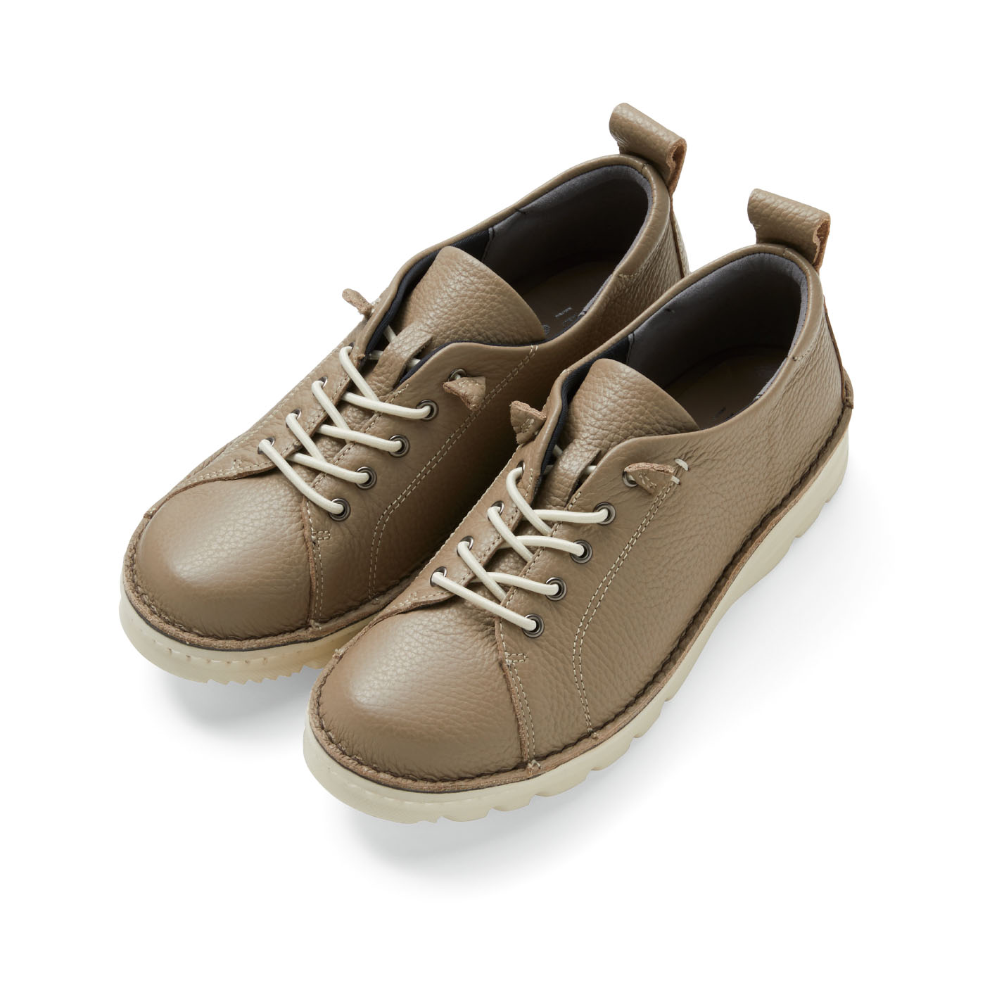 IEDIT|IEDIT&times;A.S.W イタリアンレザー素材の軽やか大人スニーカー〈グレージュ〉