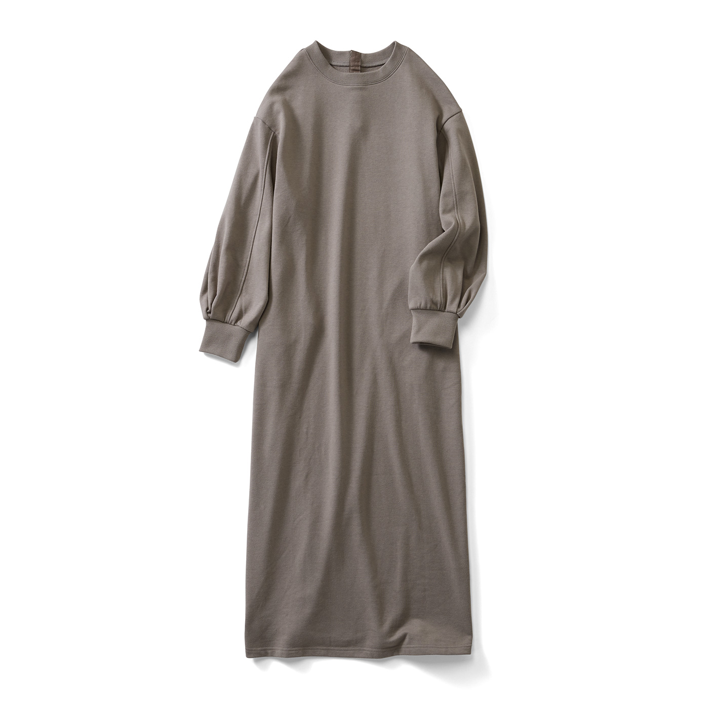 IEDIT|裏毛Ｉラインロングワンピ〈カーキグレー〉ＩＥ