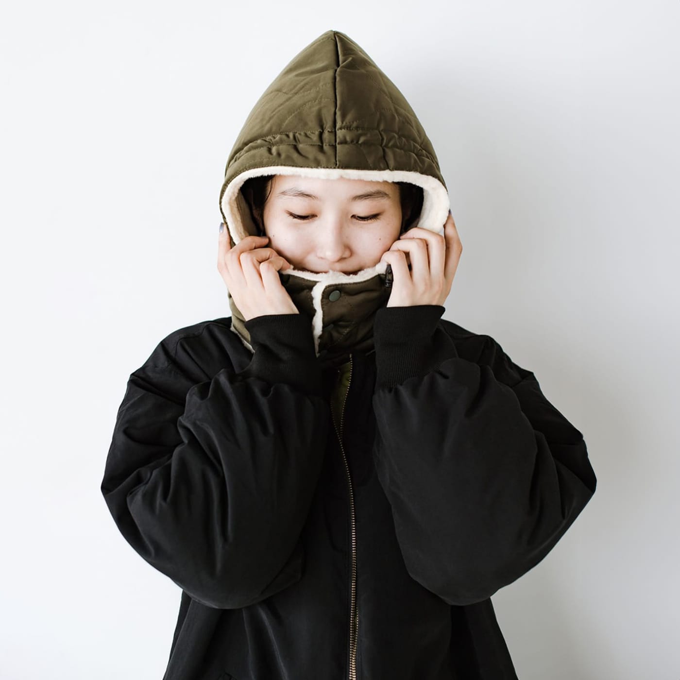 haco!［ハコ］|QUILT BOA R/BALACLAVA〈オリーブ〉