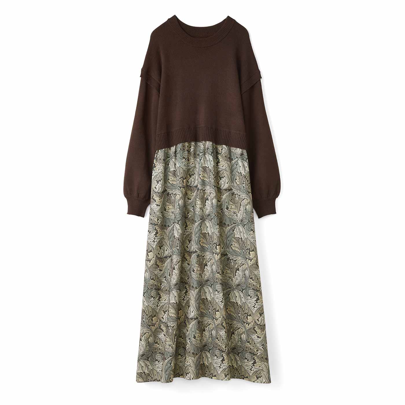 Live in  comfort|大人モリス　ニット切り替ワンピ〈ＢＲ〉リブイン