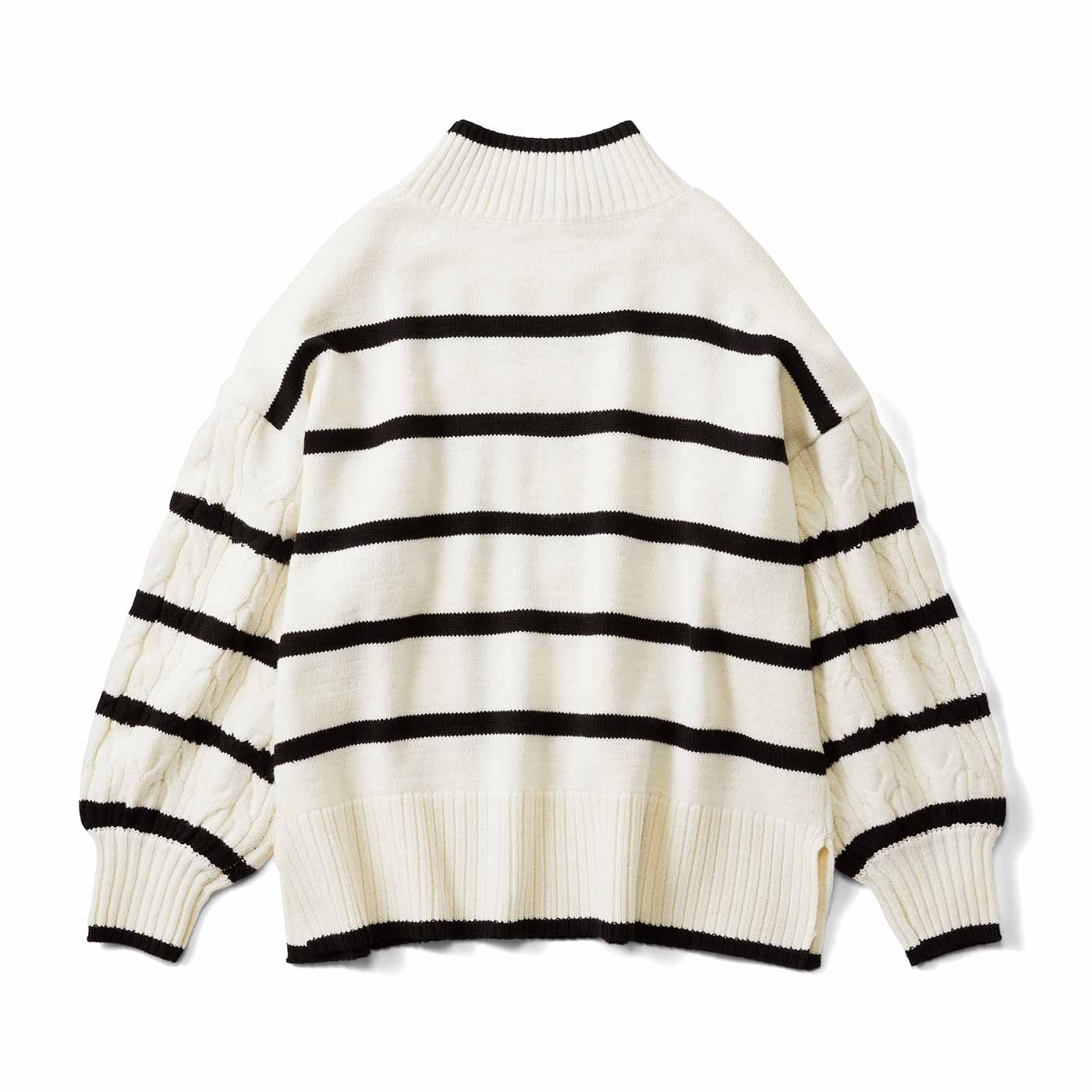 Live in comfort［リブインコンフォート］|ケーブルボーダー洗えるニット〈ＷＨ〉リブ