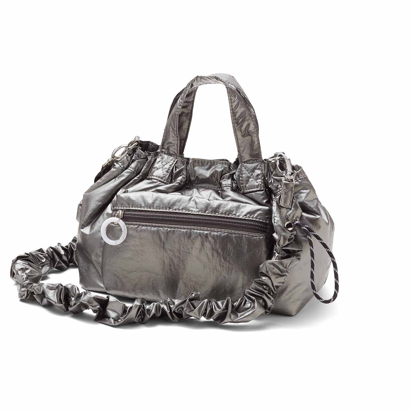 Live in  comfort|くぼっち アクセ感覚で映えるっくしゅくしゅショルダーバッグ〈シルバー〉