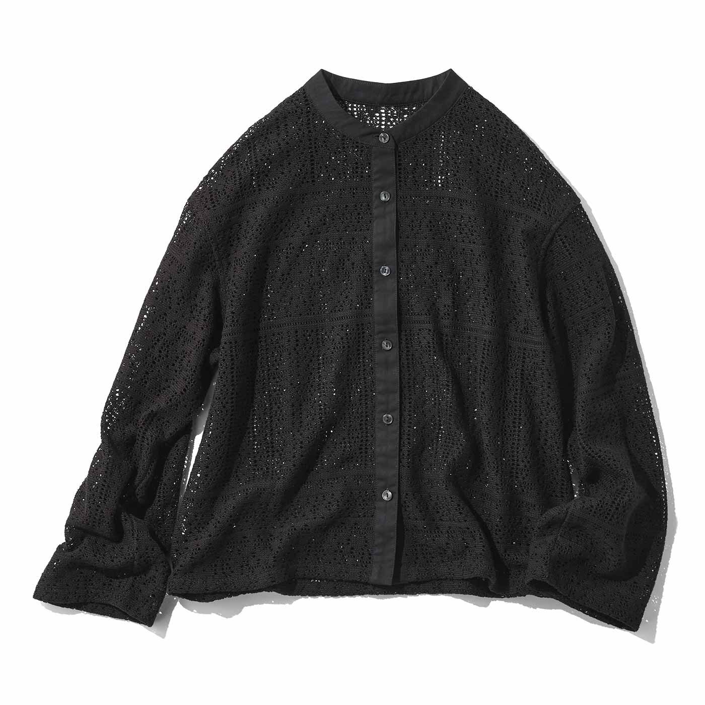 Live in  comfort|綿混素材のレースシャツ〈ＢＫ〉リブイン