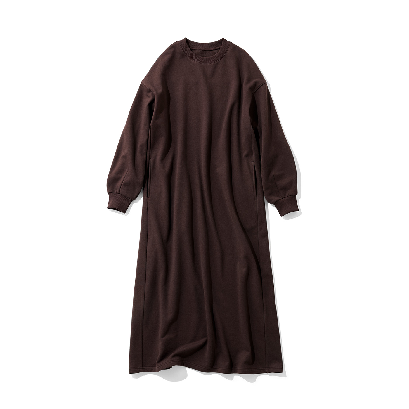 Live in  comfort|【LL～4Lの低身長/高身長さん向けサイズ】栞里ちゃんつくった着心地らくちん裏毛デザイン ワンピース〈ブラウン〉