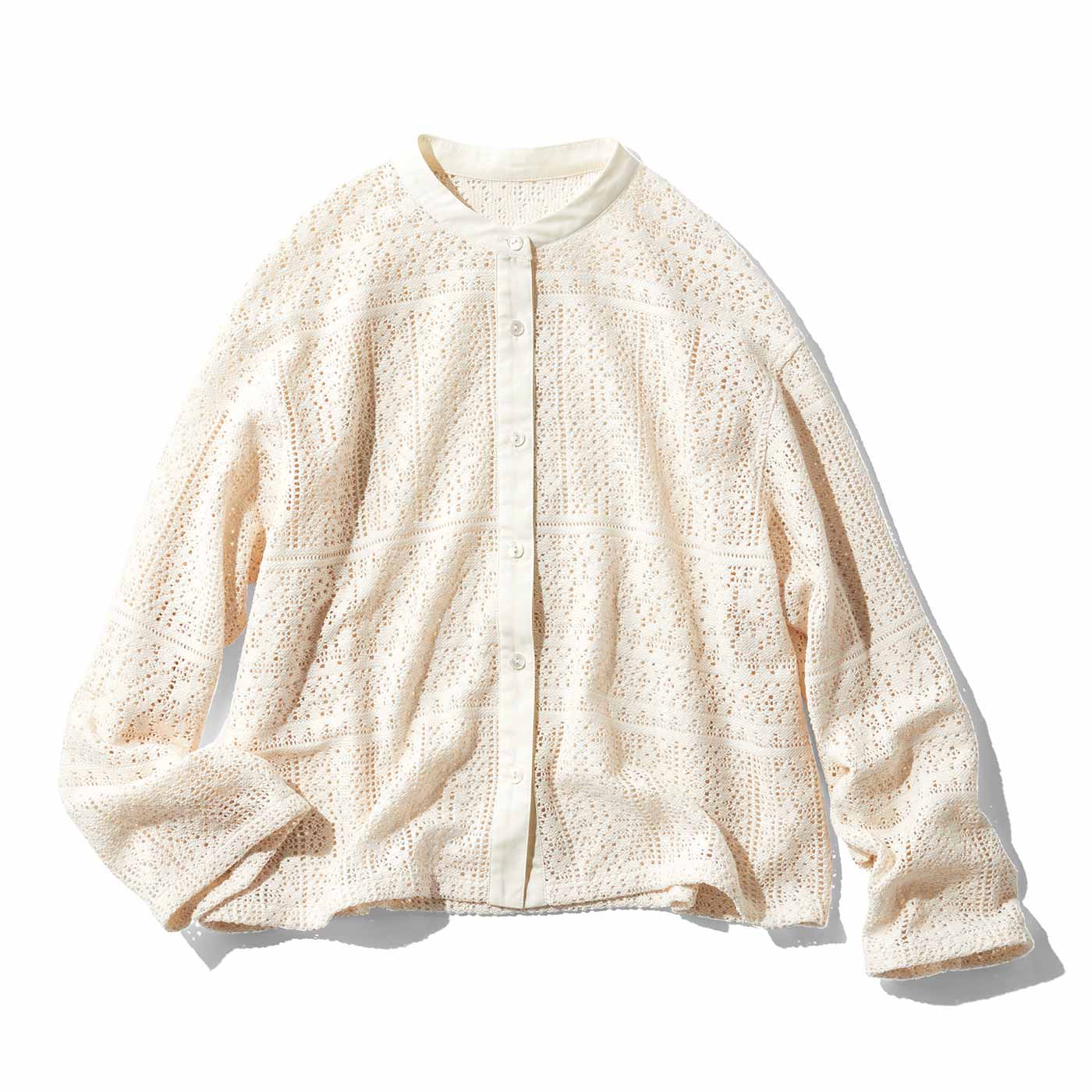 Live in  comfort|綿混素材のレースシャツ〈ＩＶ〉リブイン