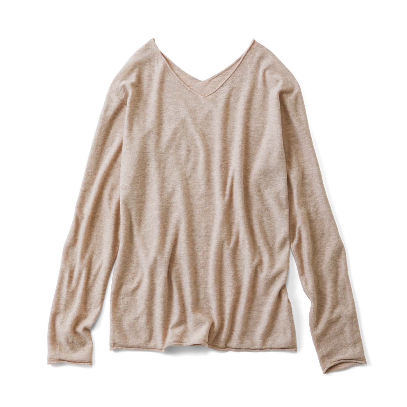 Live in  comfort|オーガニックコットン100％  長袖Ｖネックニットトップス