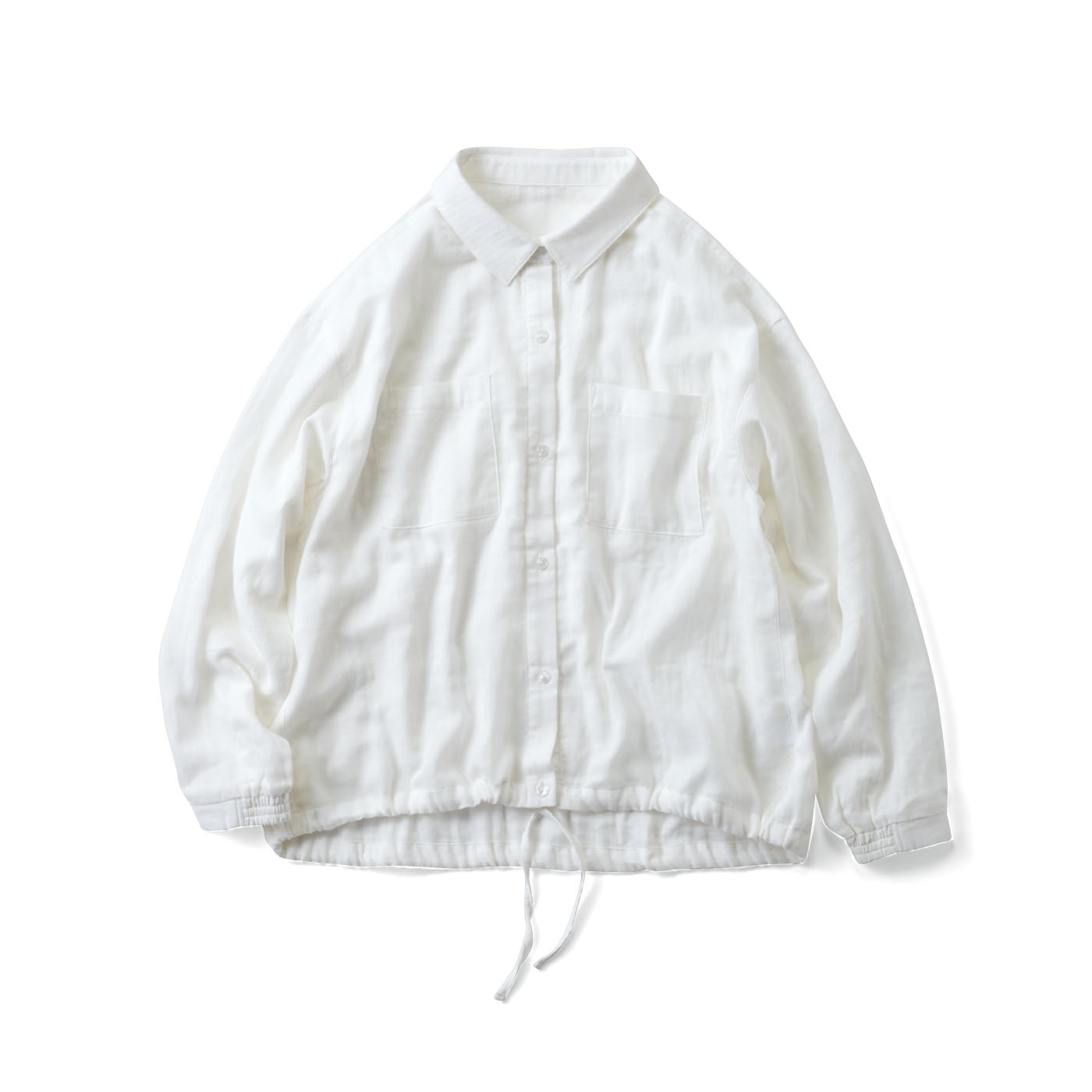 Live in  comfort|オーガニックコットン100%やわらかダブルガーゼの長袖シャツ〈ホワイト〉