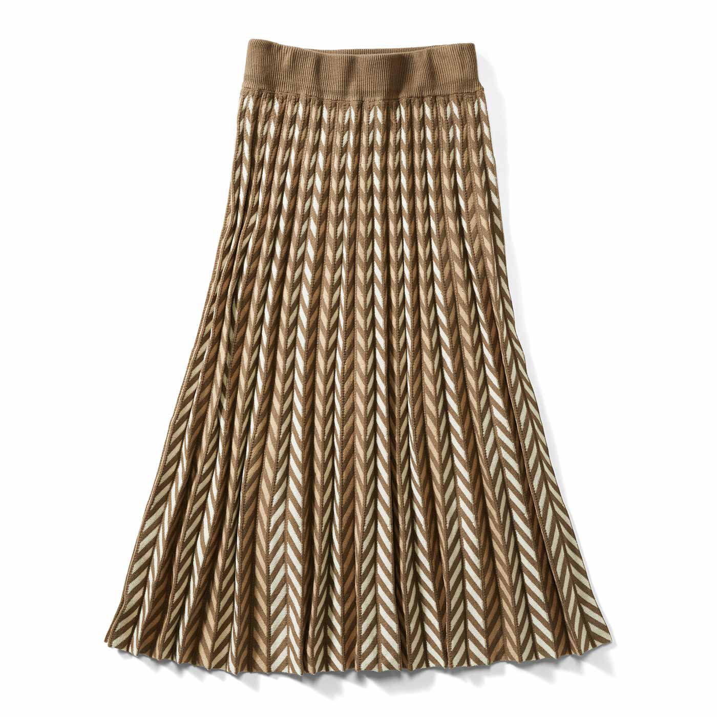 Live in comfort［リブインコンフォート］|ヘリンボーン柄プリーツニットスカート〈ＢＥ〉