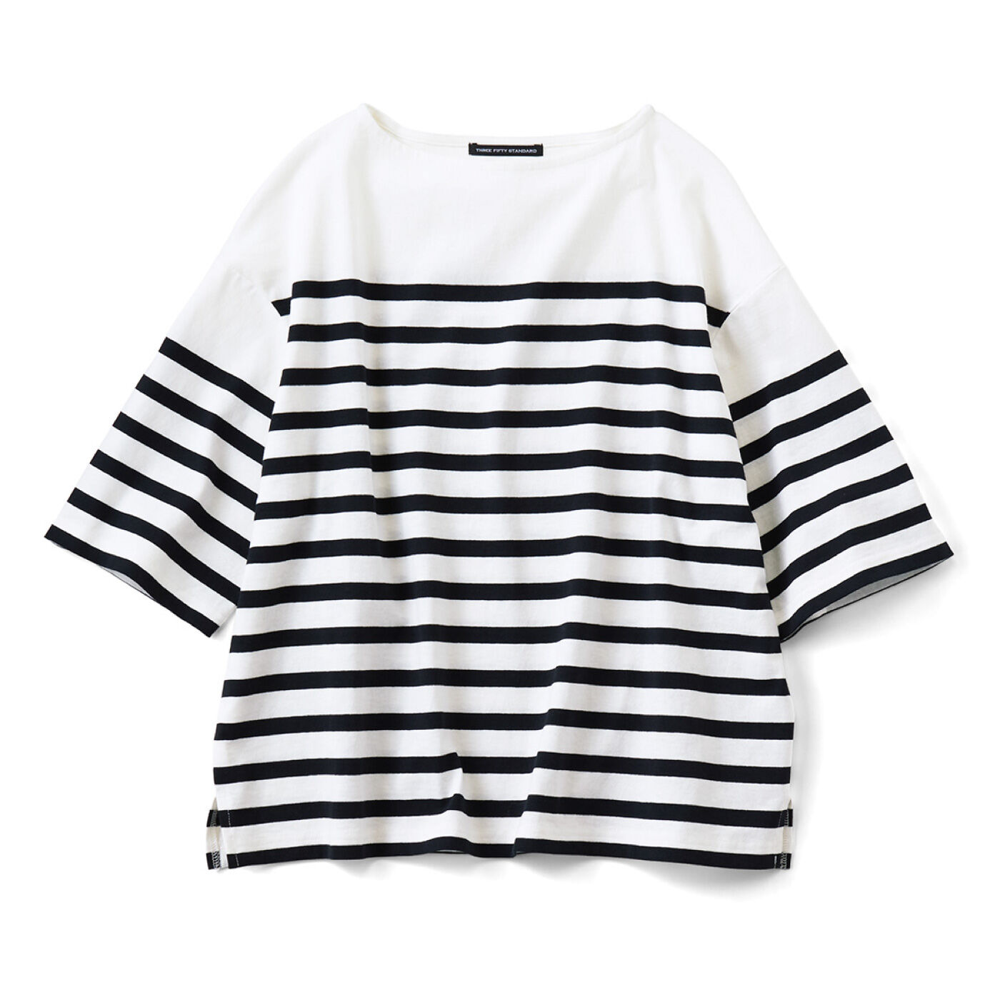 THREE FIFTY STANDARD パネルボーダーTシャツ〈ブラック〉【送料無料】