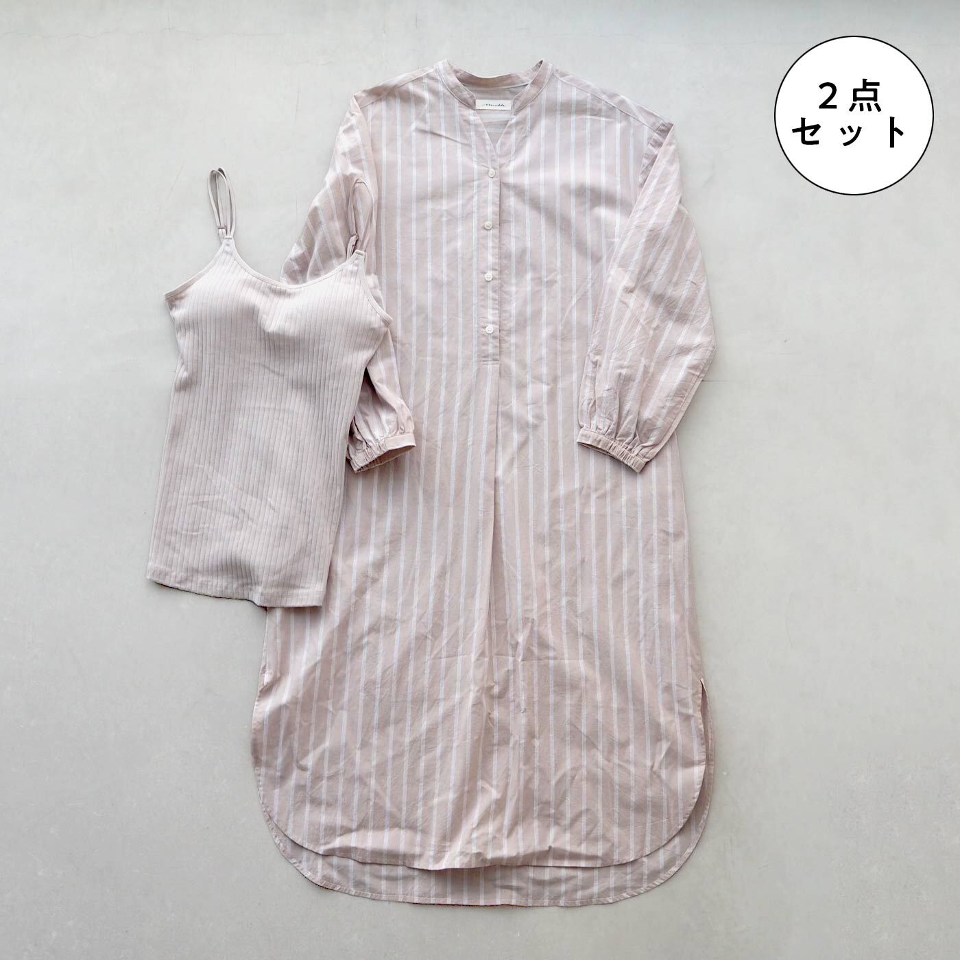 マタニティから産後に大活躍 授乳ワンピパジャマ & リブ授乳キャミセット販売価格1セット¥7,909を¥5,900でお届け。自分がマタニティの時にもっとかわいいパジャマが欲しかった!そんなMa