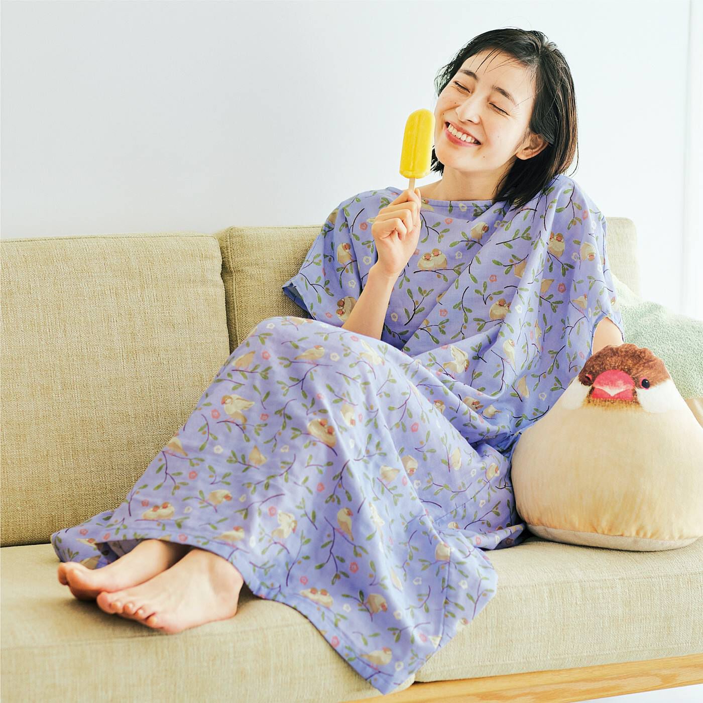 flufeel×小鳥部 もっちり、はんなり 文鳥に埋もれる着るバスタオルの会【送料無料】