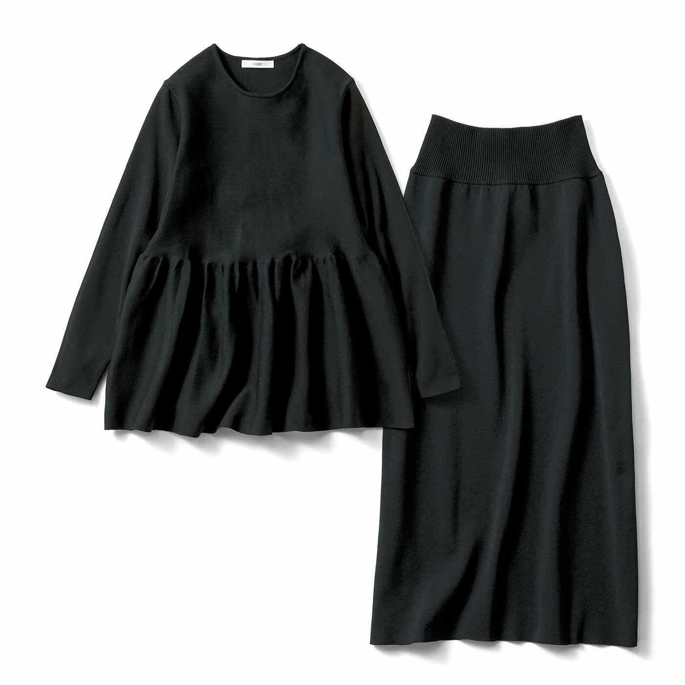 IEDIT[イディット] 福田麻琴さんコラボ 華やかニットセットアップ〈ブラック〉【コーデ買いキャンペーン】【送料無料】