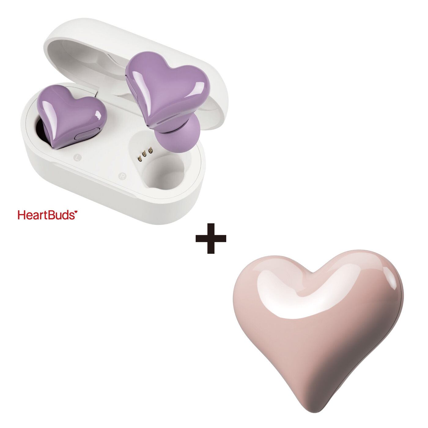 HeartBudsイヤホン〈パープル〉&チャージャー〈ピンク〉セット【送料無料】