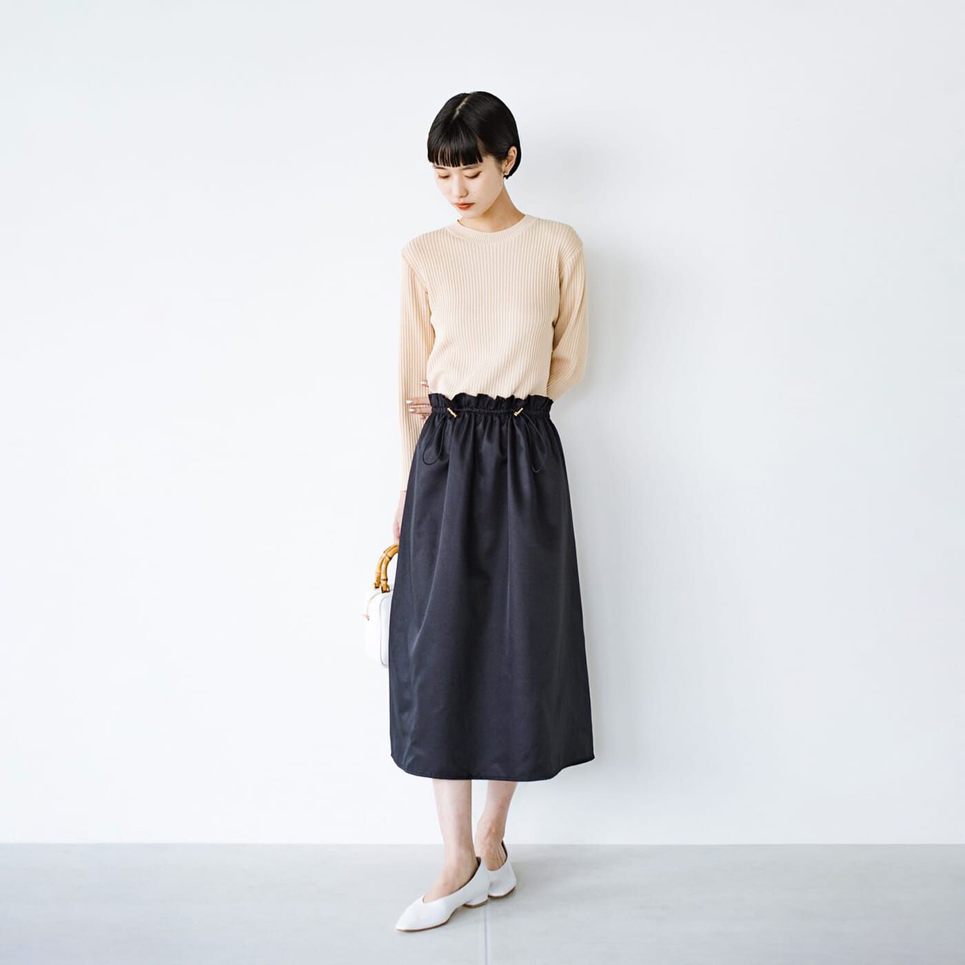 ANNA LUNA リブニットドッキングワンピース〈ネイビー〉【送料無料】