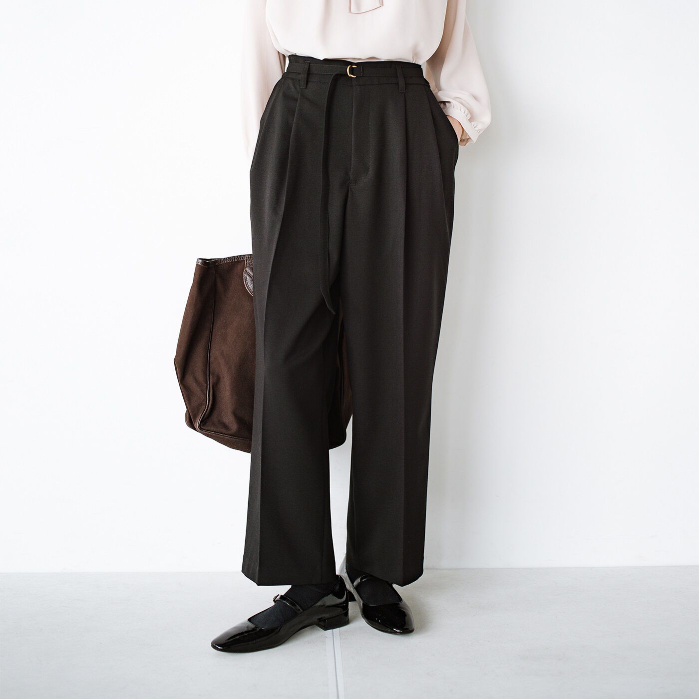 ANNA LUNA 強撚ストレッチベルト付バレルパンツ【送料無料】