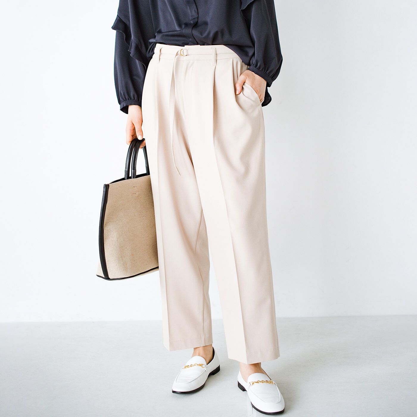 ANNA LUNA 強撚ストレッチベルト付バレルパンツ【送料無料】