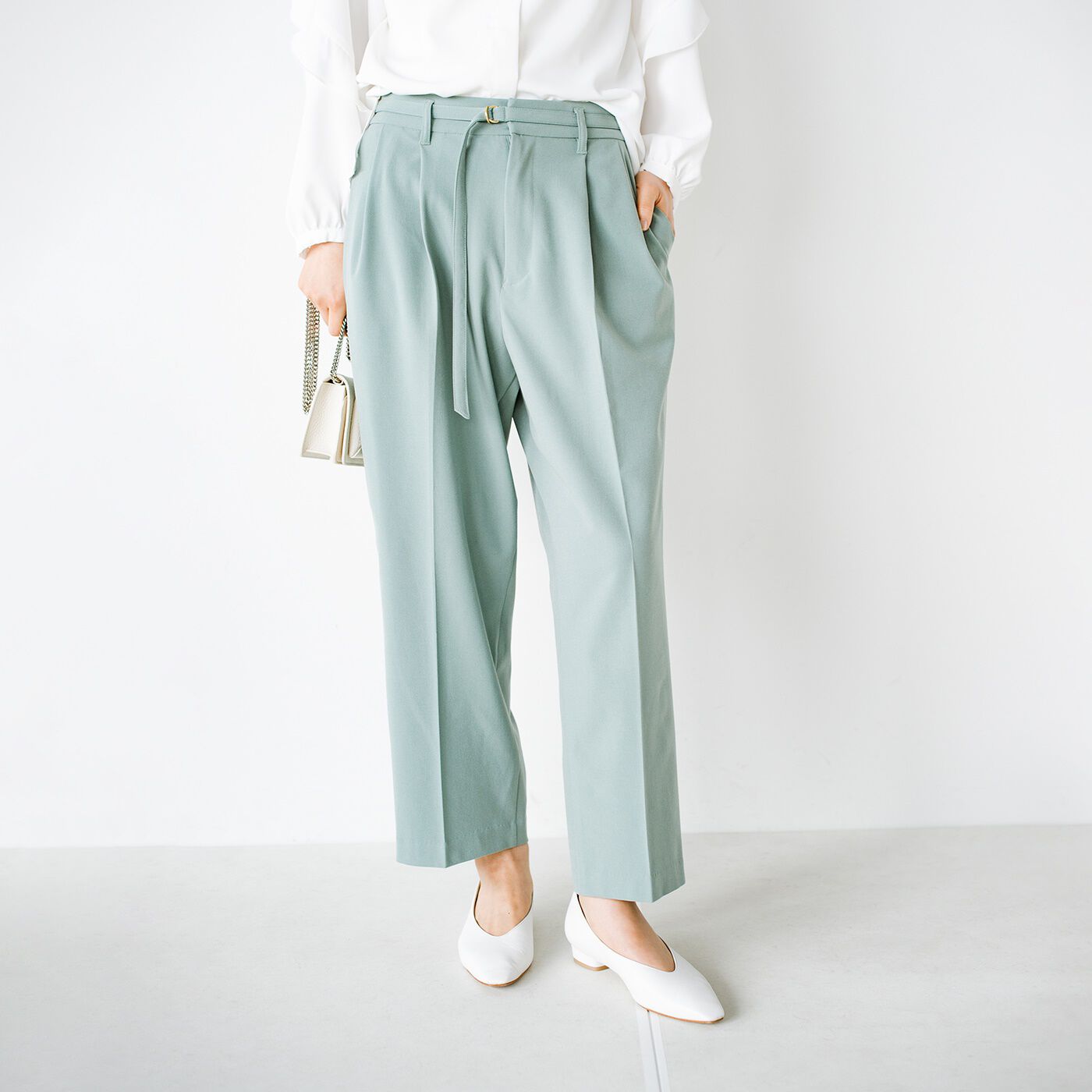 ANNA LUNA 強撚ストレッチベルト付バレルパンツ【送料無料】