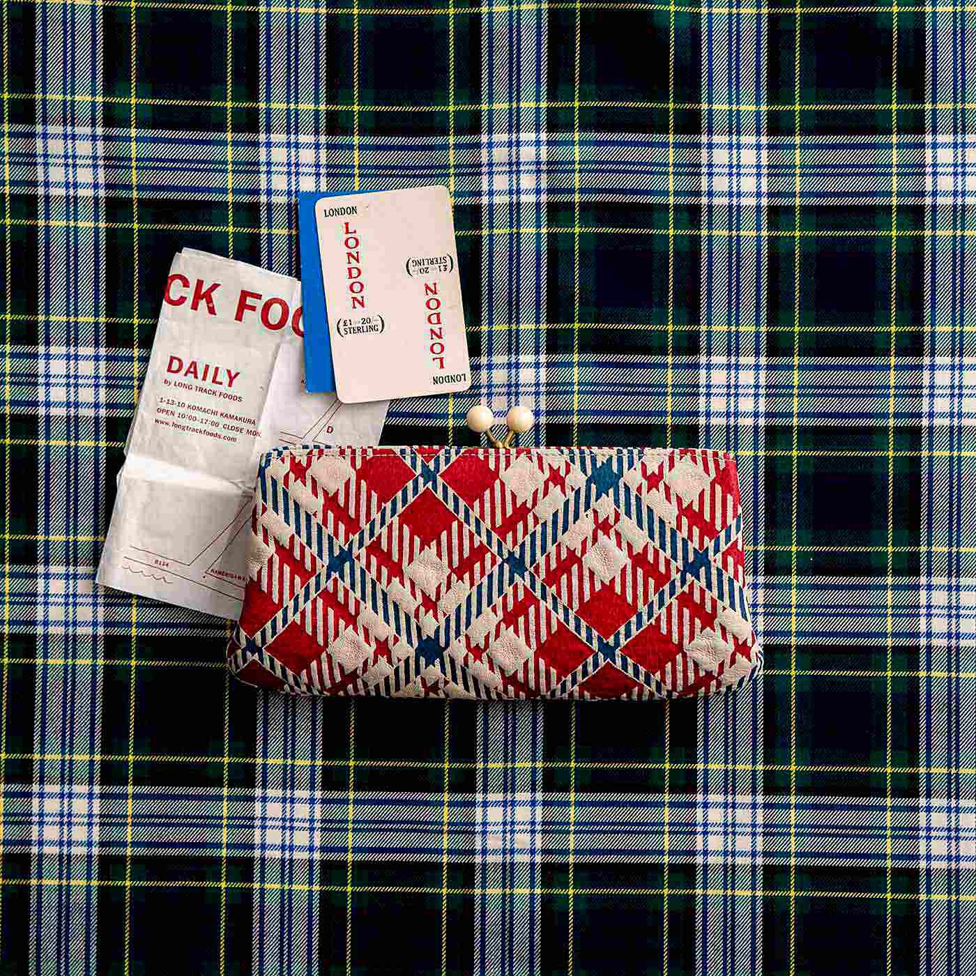 革友禅のがま口長財布〈レッドチェック〉