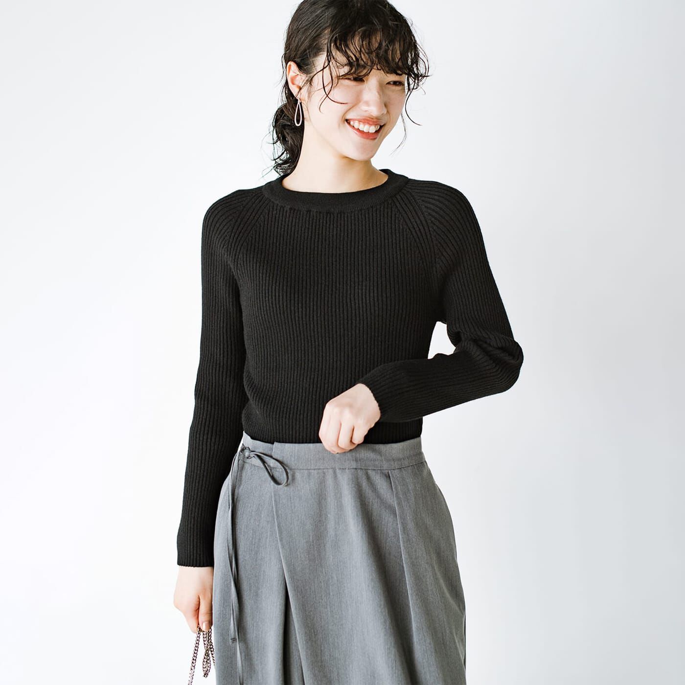 ANNA LUNA storyリブ編みラグランインナープルオーバー【送料無料】