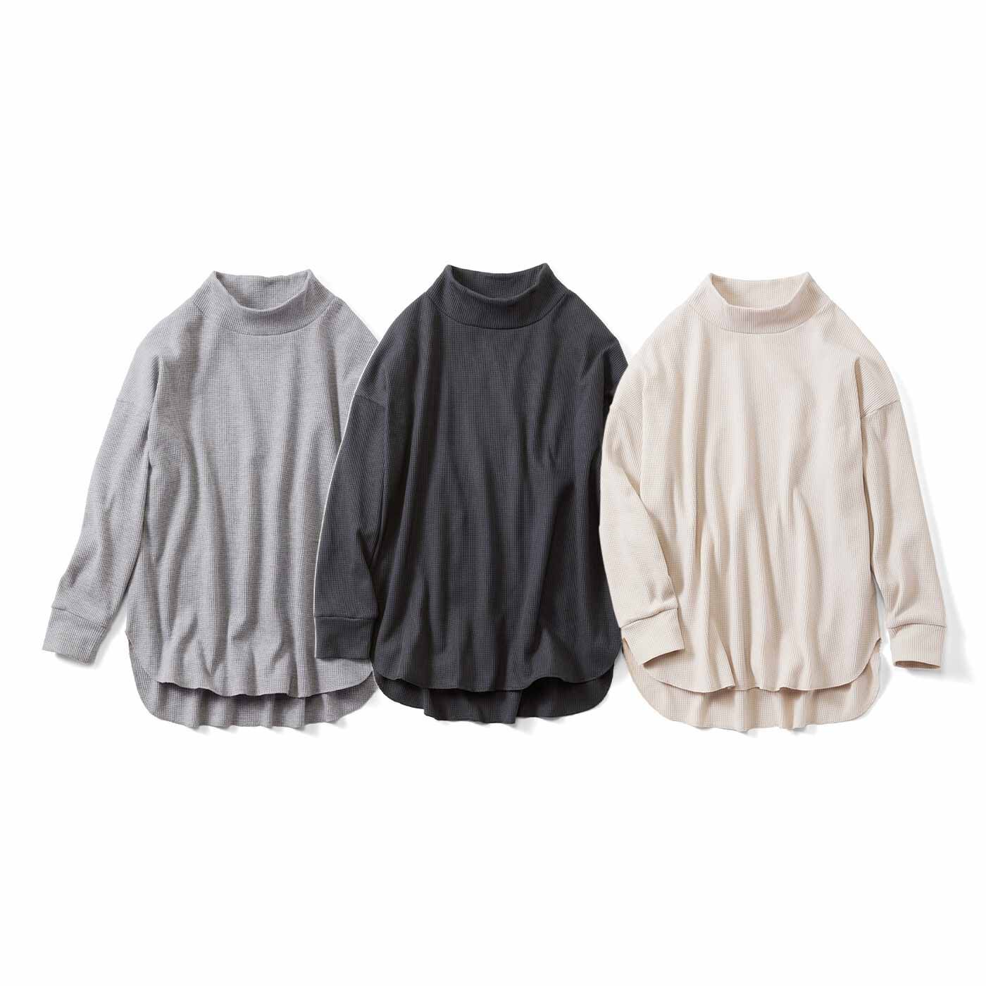IEDIT[イディット] ワッフル素材&こなれシルエットで活躍 ユースフルハイネックトップスの会【送料無料】