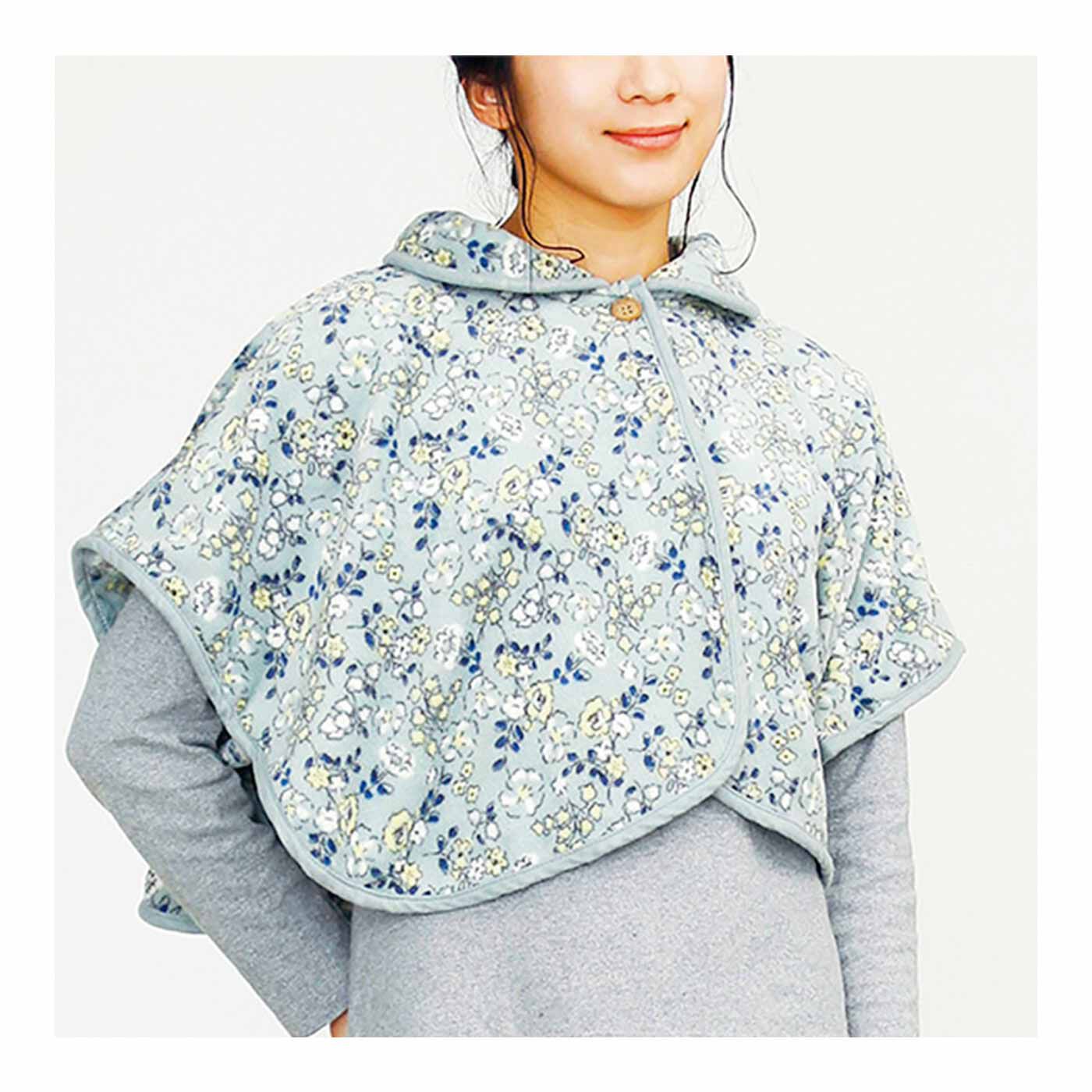 肩からあったか ゆっくり過ごせる花柄ポンチョ【送料: 450円+税】