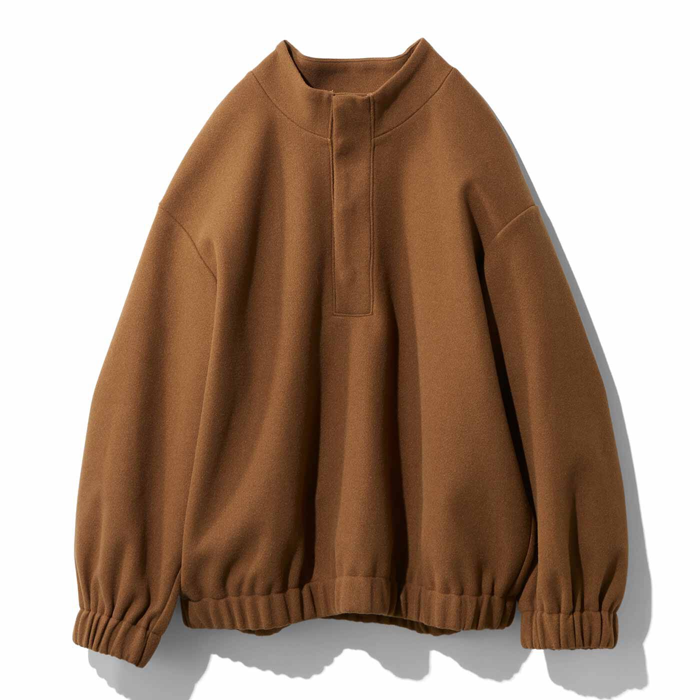 MEDE19F ポリエステルメルトンのボリュームトップス〈キャメルブラウン〉【送料無料】
