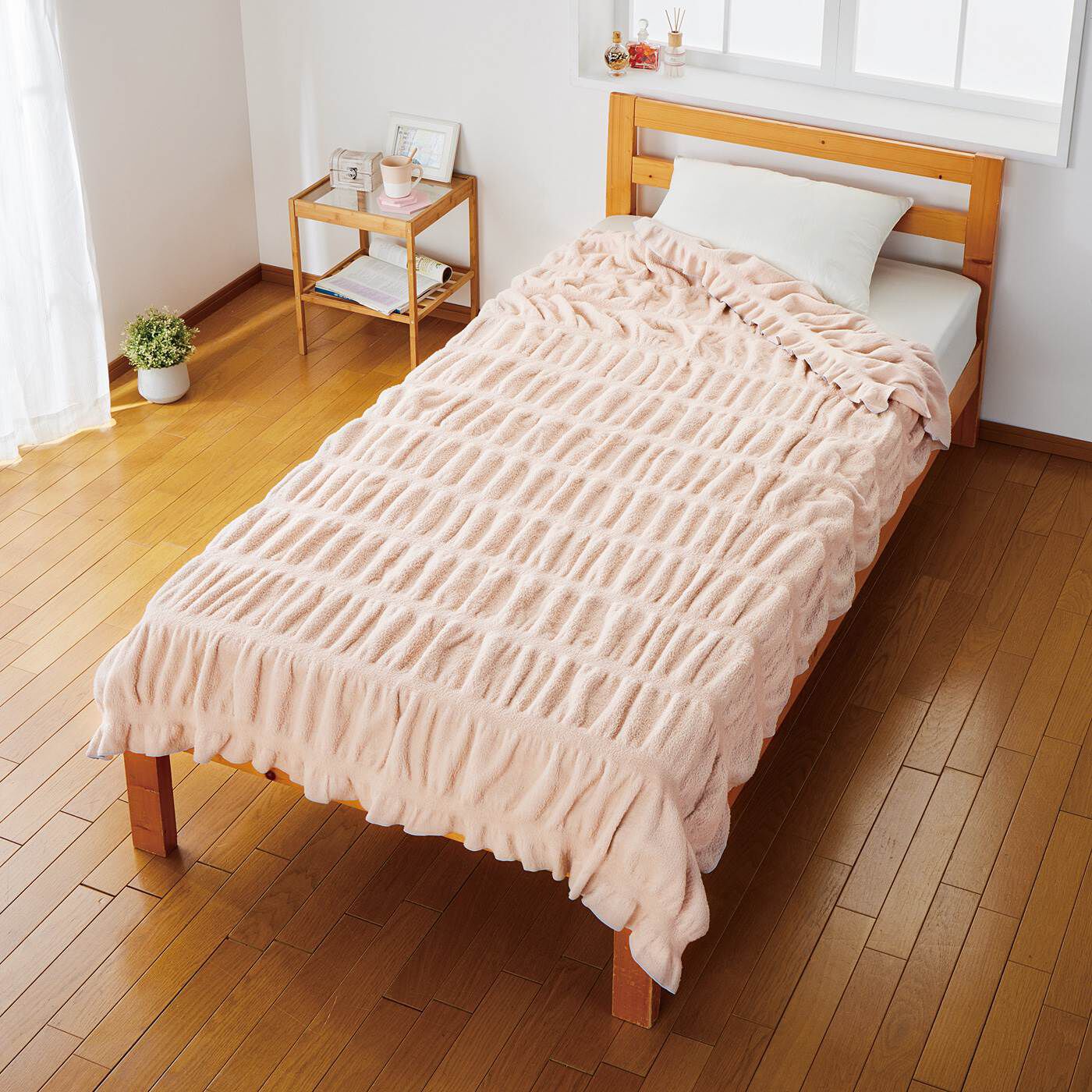 クーフゥ からだにやさしくフィットしながらすっぽり包み込む マシュマロみたいなふわふわのびのびケット〈ピンクベージュ〉【送料無料】