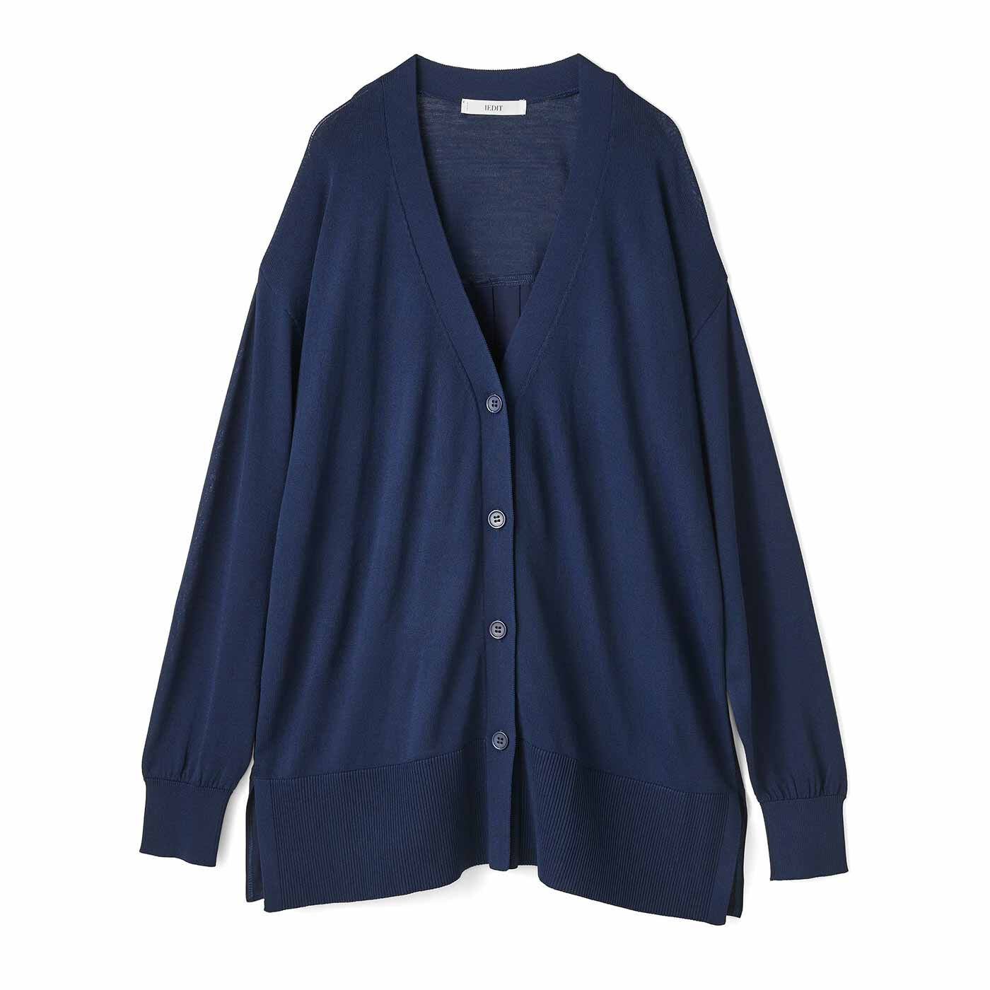 IEDIT[イディット] 接触冷感がうれしい 後ろ姿が軽やかに華やぐ バックプリーツカーディガン【送料無料】