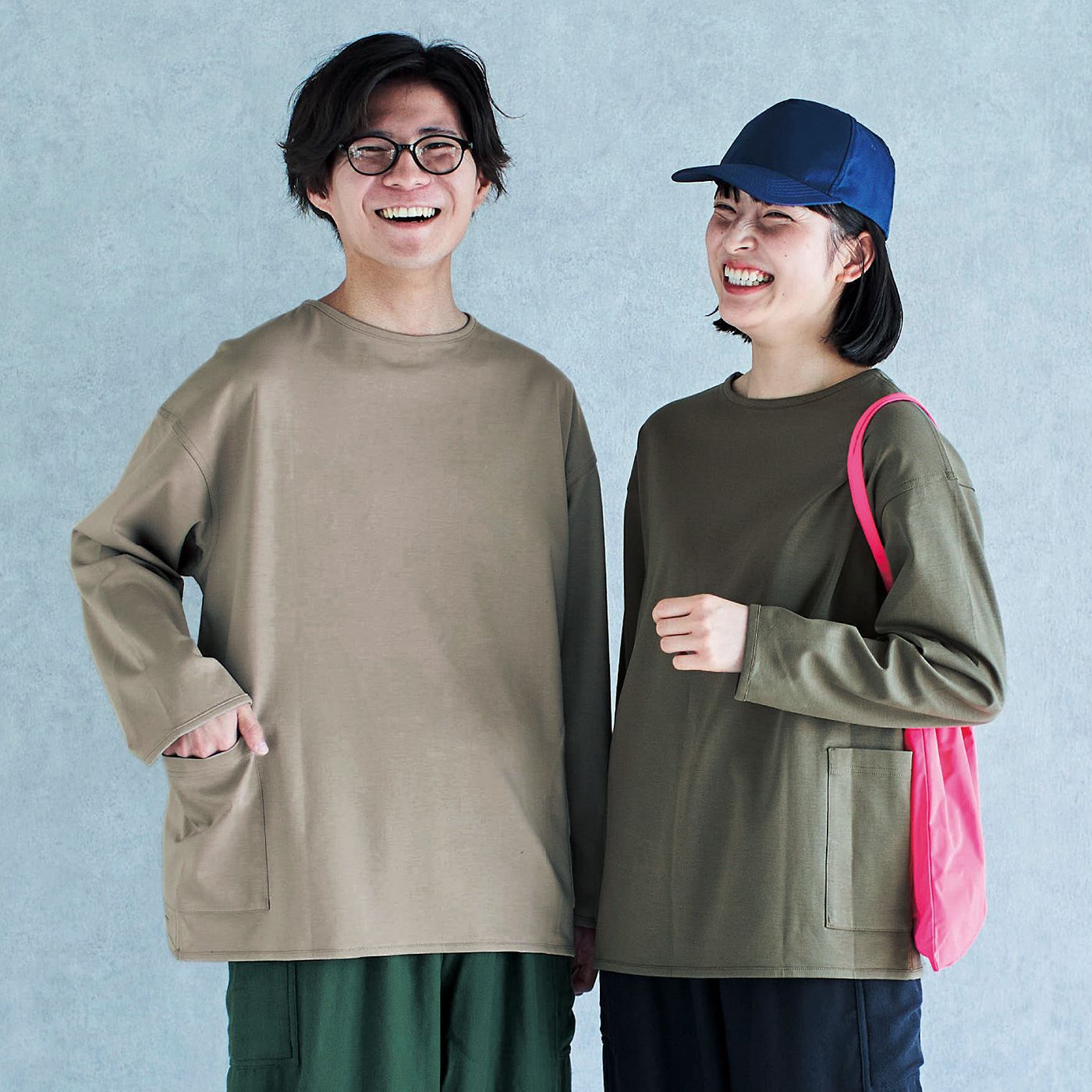 オールライト研究所 みんなにやさしくかっこいい 裏表前後ろのない シルケット加工できれい見え ポケットTシャツ(長袖)【送料無料】
