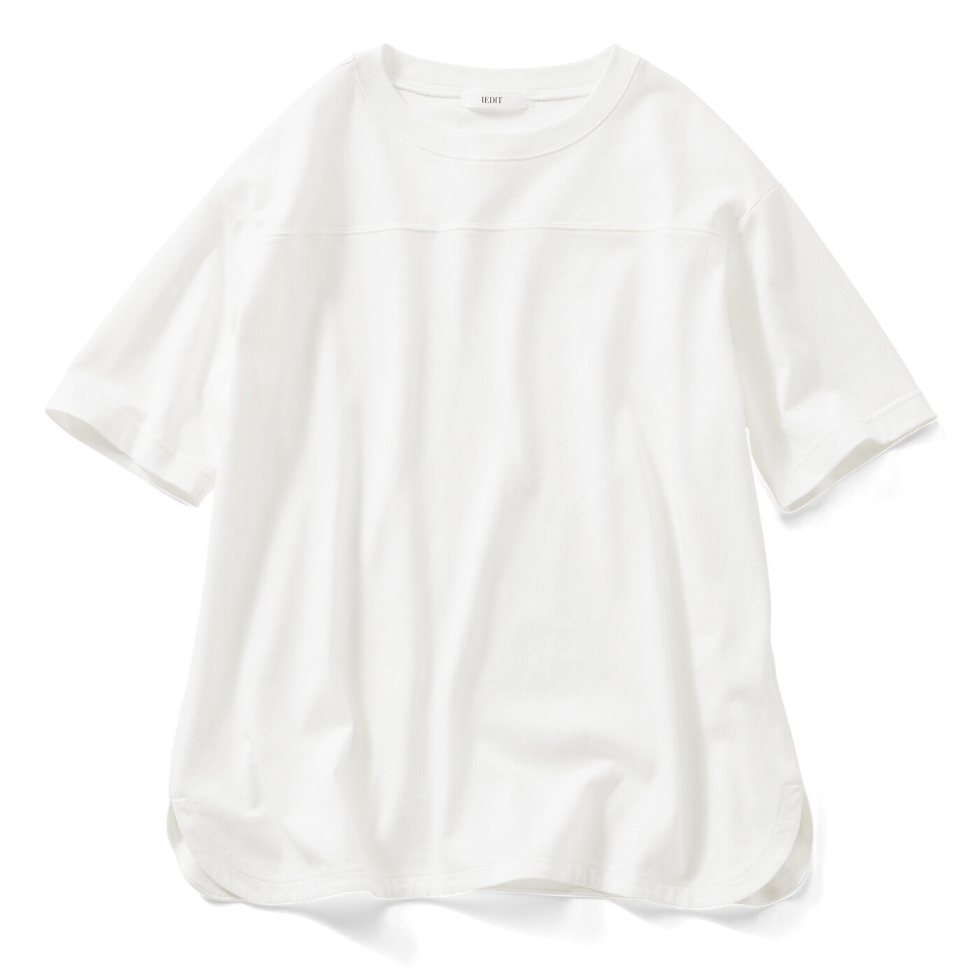 IEDIT[イディット] 小森美穂子さんコラボ コットン素材のフットボール風Tシャツ〈ホワイト〉【送料無料】