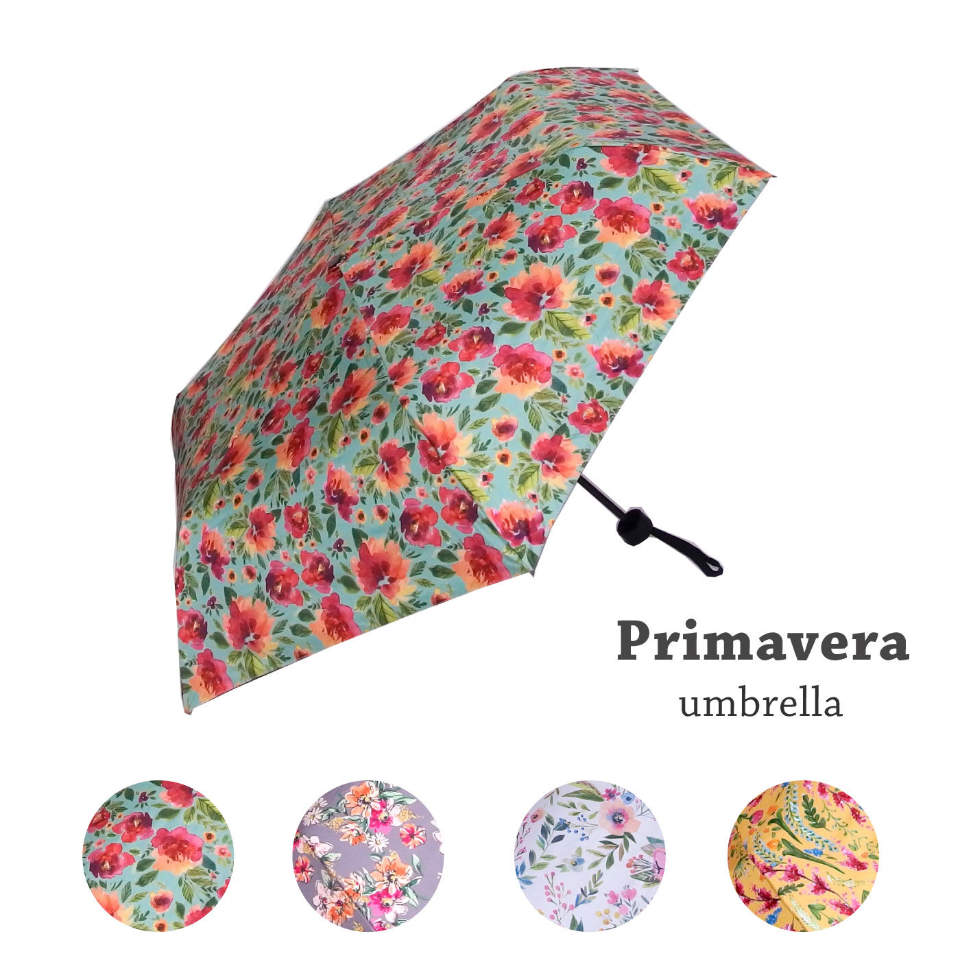 雨の日も晴れの日もこころ踊る プリマベーラ お花柄の晴雨兼用折りたたみ傘【送料無料】