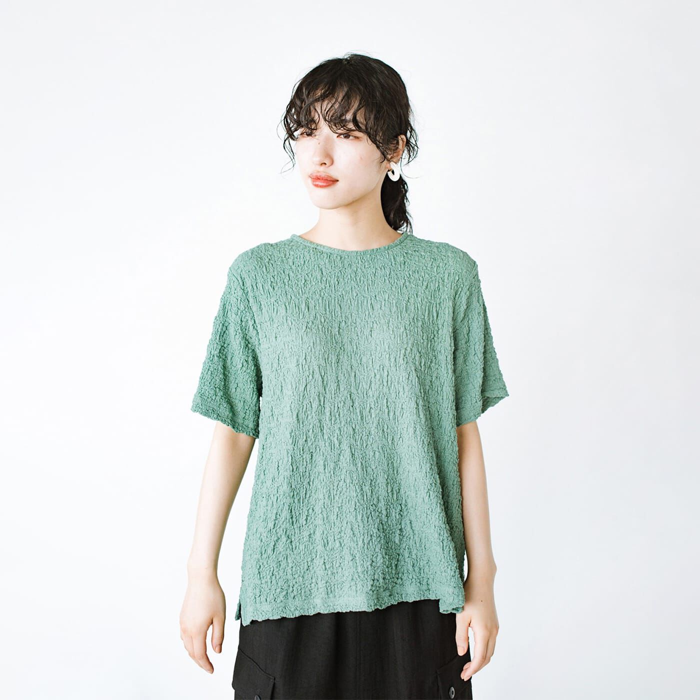 ANNA LUNA ボコボコカット後ろジップ5分袖プルオーバー【送料無料】