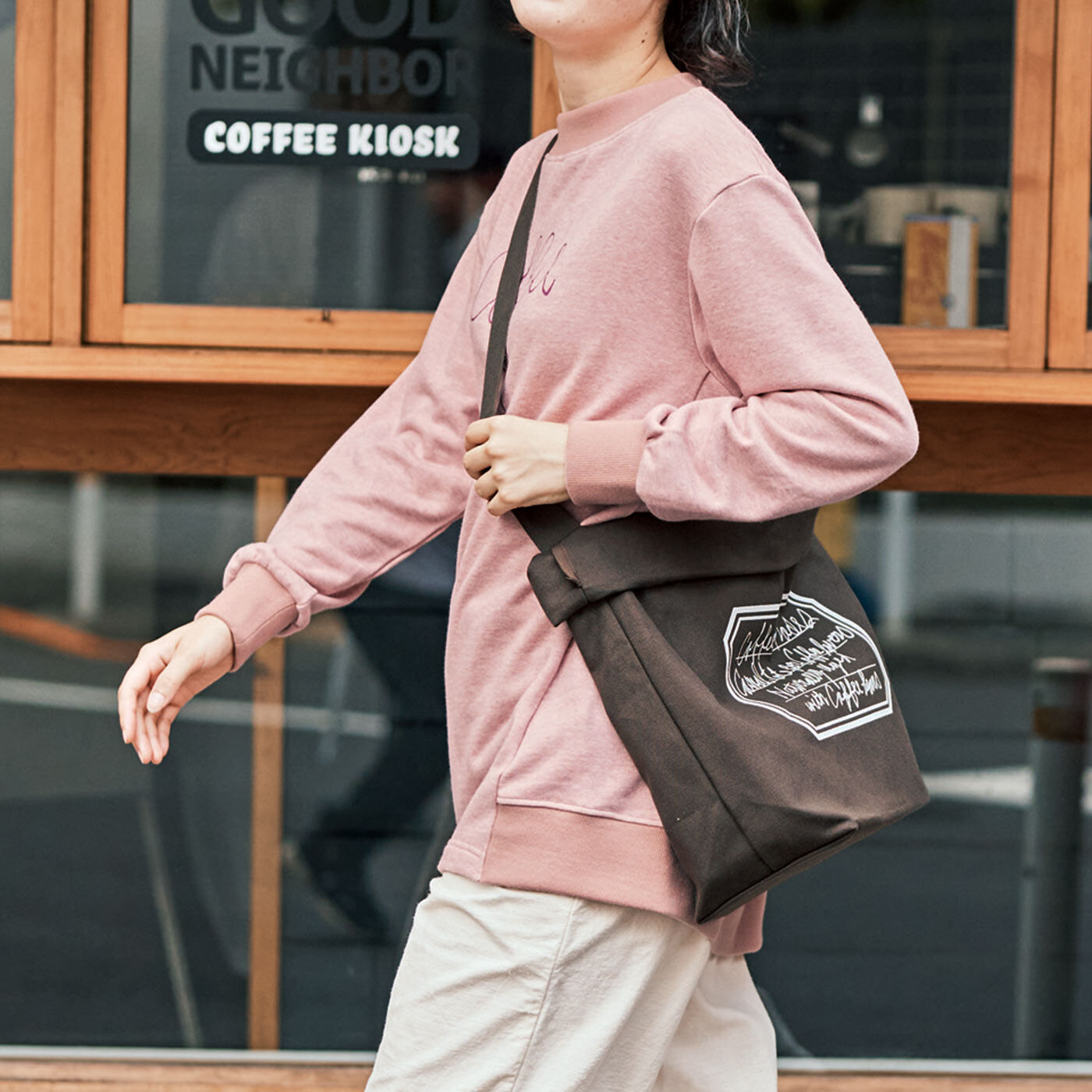 フラウグラット×FOOD TEXTILE【福田里香さんコラボ】 ベンドショルダーバッグ〈コーヒー染め〉【送料無料】