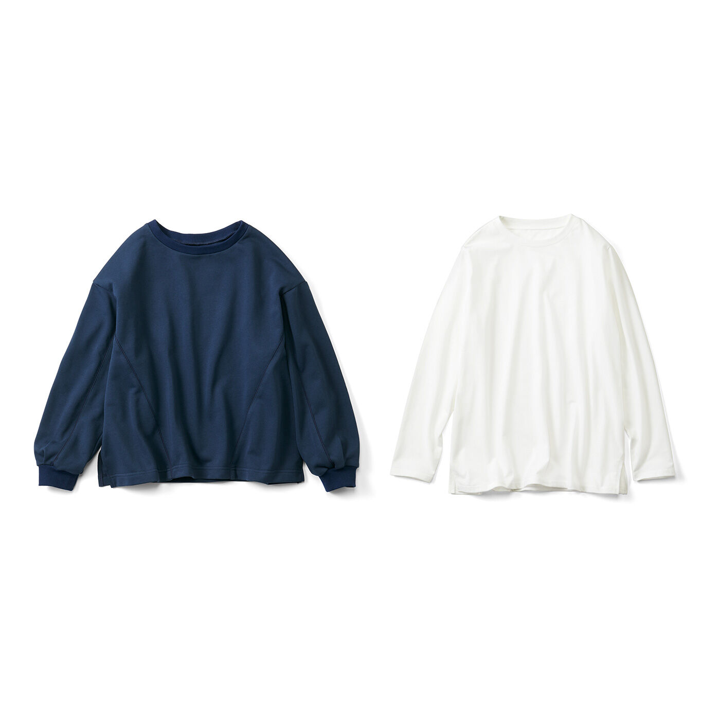 IEDIT[イディット] 白をはさんで顔うつりGOOD! グログラン遣いスウェットと白Tシャツのインナーチラ見せ重ね着セット【送料無料】