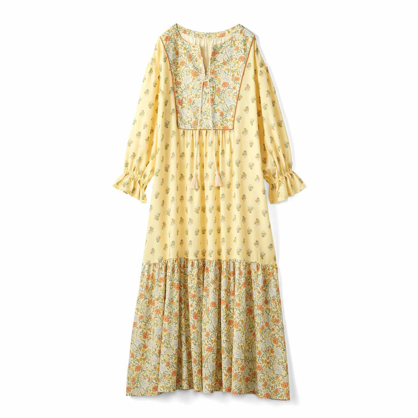リブ イン コンフォート 莉子さんとつくった こだわりたっぷりのボタニカルワンピース〈イエロー〉【送料無料】