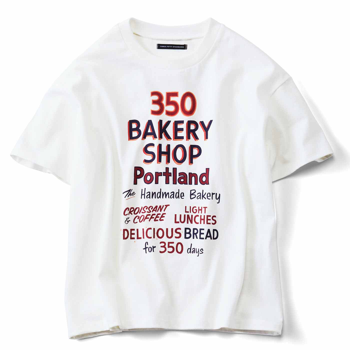 THREE FIFTY STANDARD ベーカリーショップTシャツ〈オフホワイト〉【送料無料】