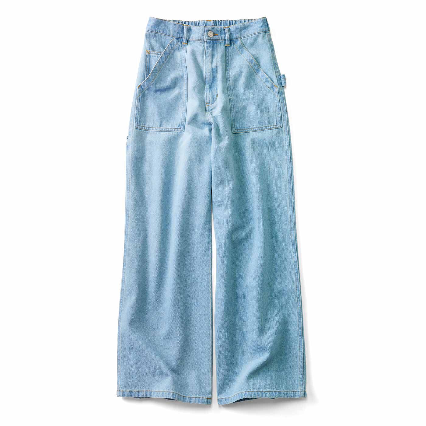 夏もゆったり涼しい 風が通る綿麻混デニムベーシックだけど存在感のあるペインターパンツを、張りとやわらかさを感じられる、夏にうれしい薄手の麻混デニム生地で作りました。腰の位置を落としてはいたり、ボリュー