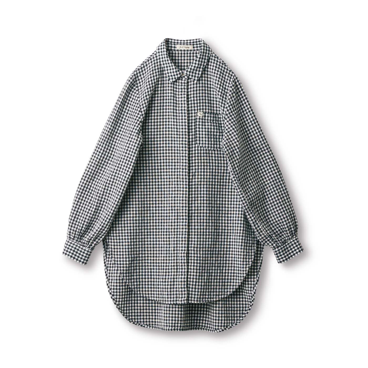 and myera 二重織りのギンガムロングシャツ【送料無料】