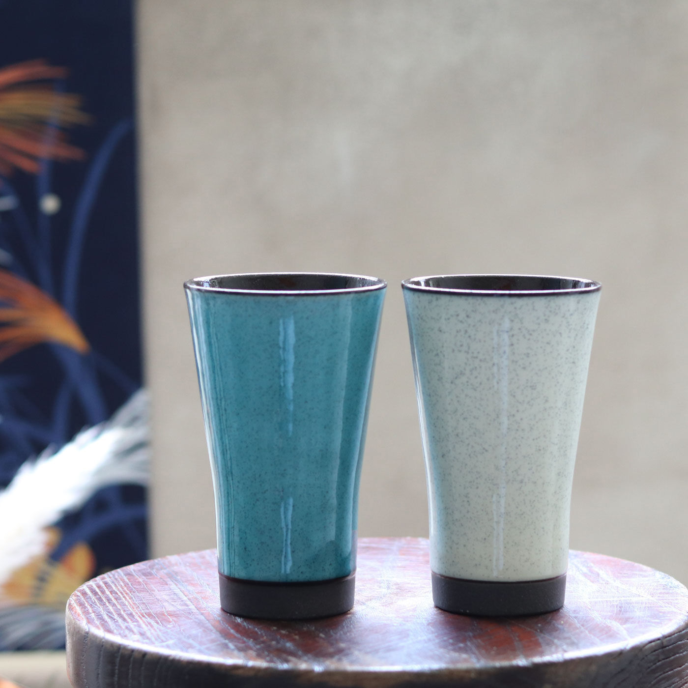 クリーミーな泡がしあわせ感を高める 陶器のかいらぎビアカップセット【送料無料】
