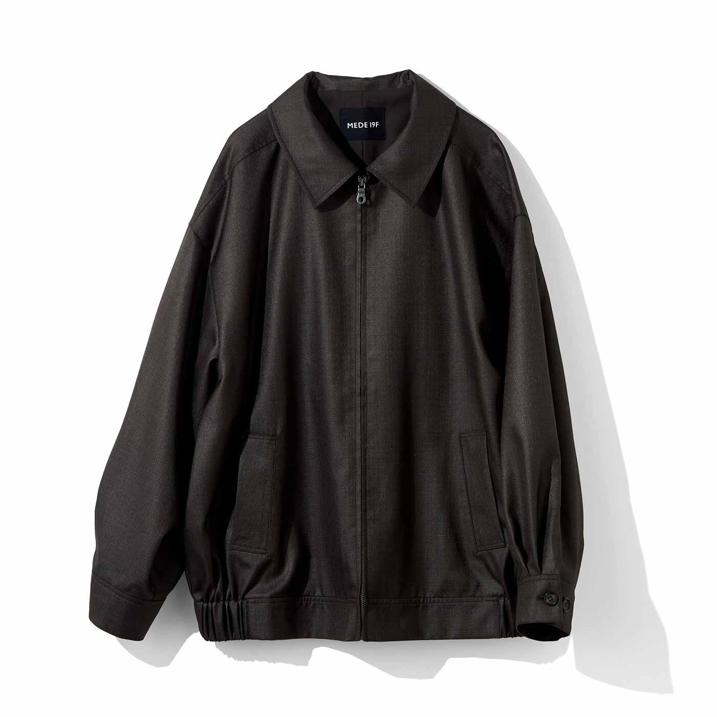 MEDE19F シャークスキンのオーバーサイズジップジャケット〈チャコールブラウン〉【送料無料】
