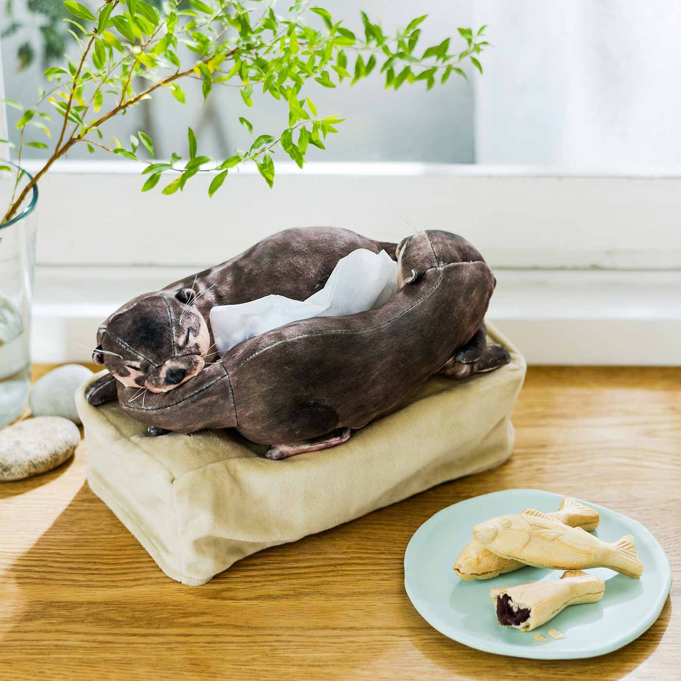 YOU+MORE! 2匹なかよく寄り添って眠る カワウソのボックスティッシュカバー【送料無料】