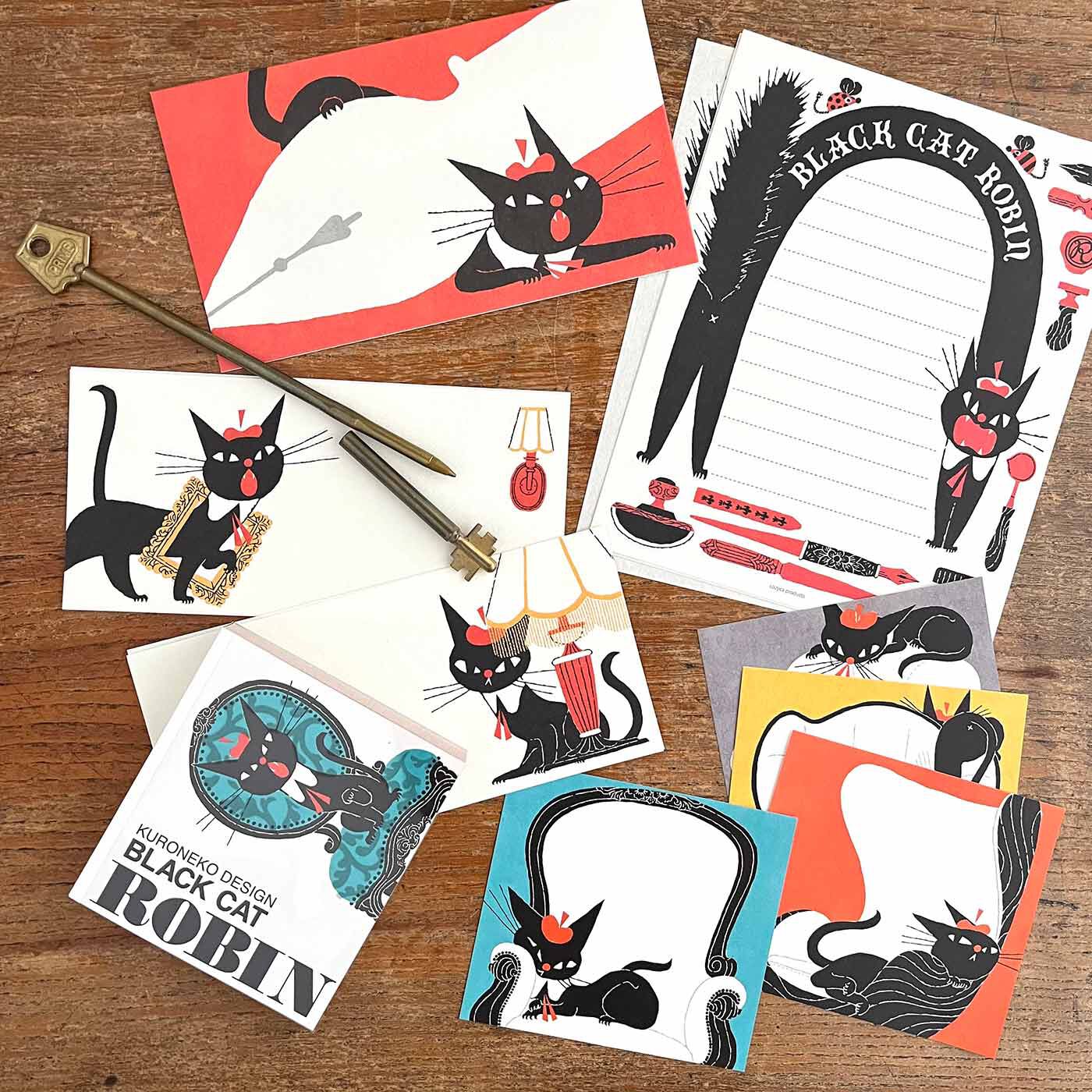 cozyca products 紙もの文具セット〈黒ねこ意匠〉【送料: 450円+税】