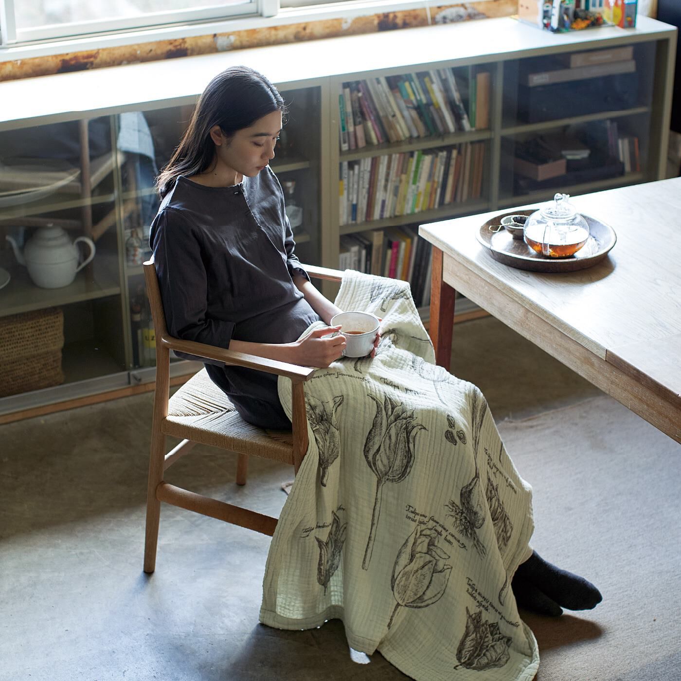 el: ment ヴィンテージ植物画の世界を日常に 泉州で織り上げたコットン100% ふんわり5重織りガーゼケット【送料無料】